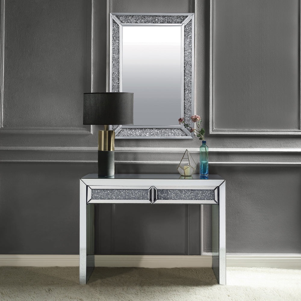Noralie Console Table - Mirrored & Faux Diamonds (43"W x 18"D x 32"H)