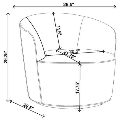 Silla giratoria con respaldo de barril tapizada Joyce, color naranja quemado