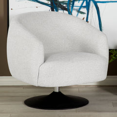 Sillón club giratorio Dave tapizado con respaldo de barril en beige