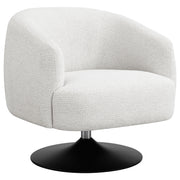 Sillón club giratorio Dave tapizado con respaldo de barril en beige