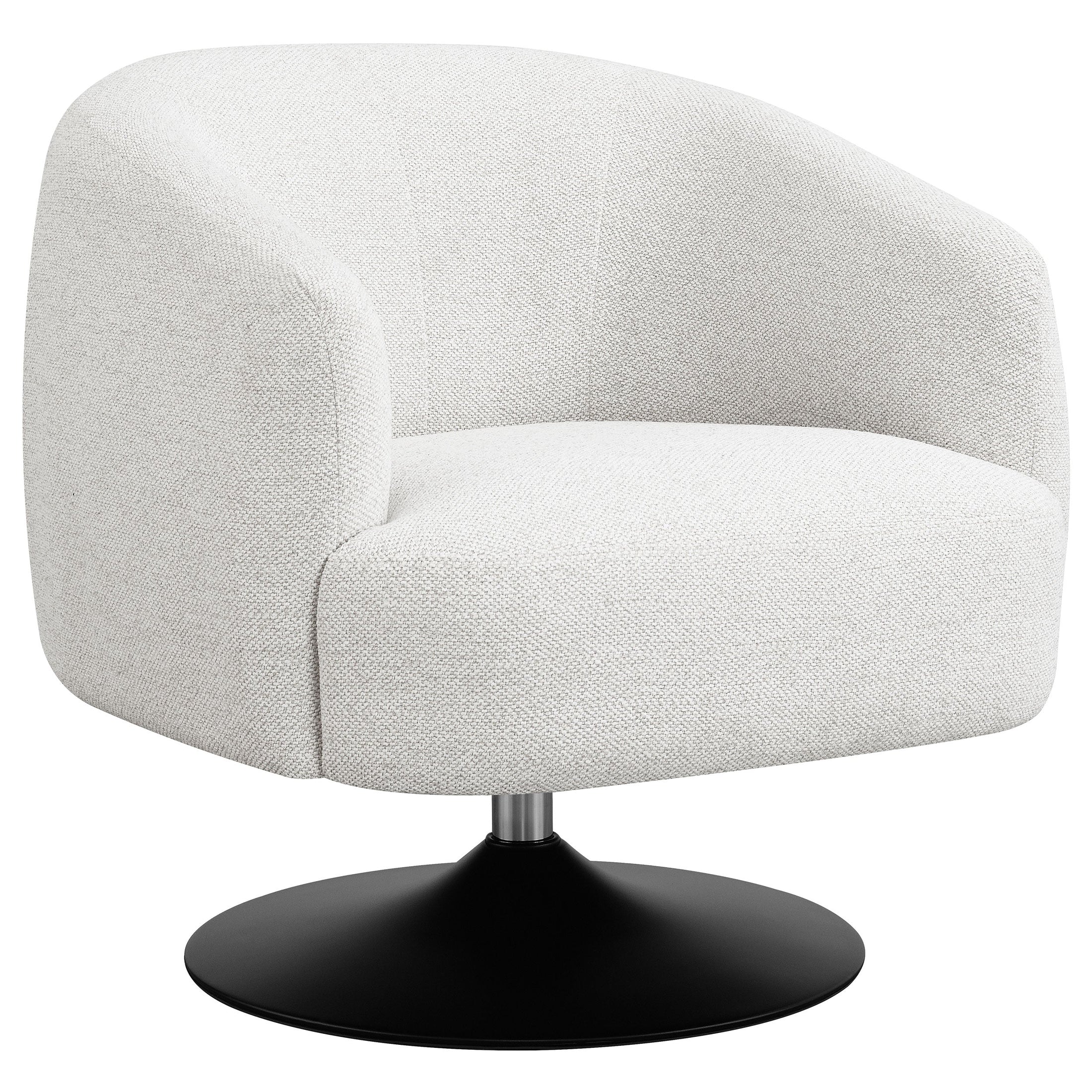 Sillón club giratorio Dave tapizado con respaldo de barril en beige