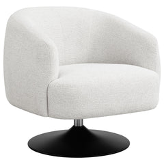 Sillón club giratorio Dave tapizado con respaldo de barril en beige