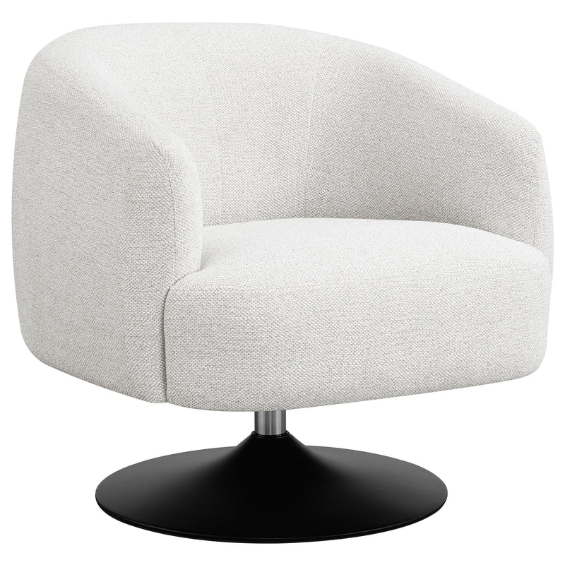 Sillón club giratorio Dave tapizado con respaldo de barril en beige