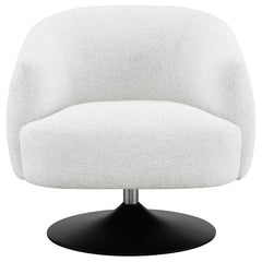 Sillón club giratorio Dave tapizado con respaldo de barril en beige