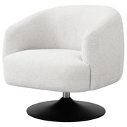 Sillón club giratorio Dave tapizado con respaldo de barril en beige