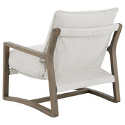 Sillón Ginebra Boucle tapizado con brazos de madera, color arena