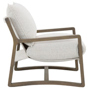 Sillón Ginebra Boucle tapizado con brazos de madera, color arena