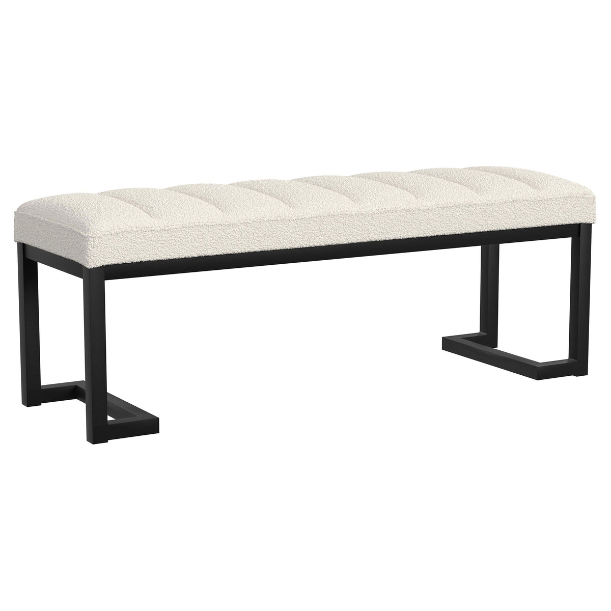 Banco de acento capitoné tapizado Mesa Boucle color carbón