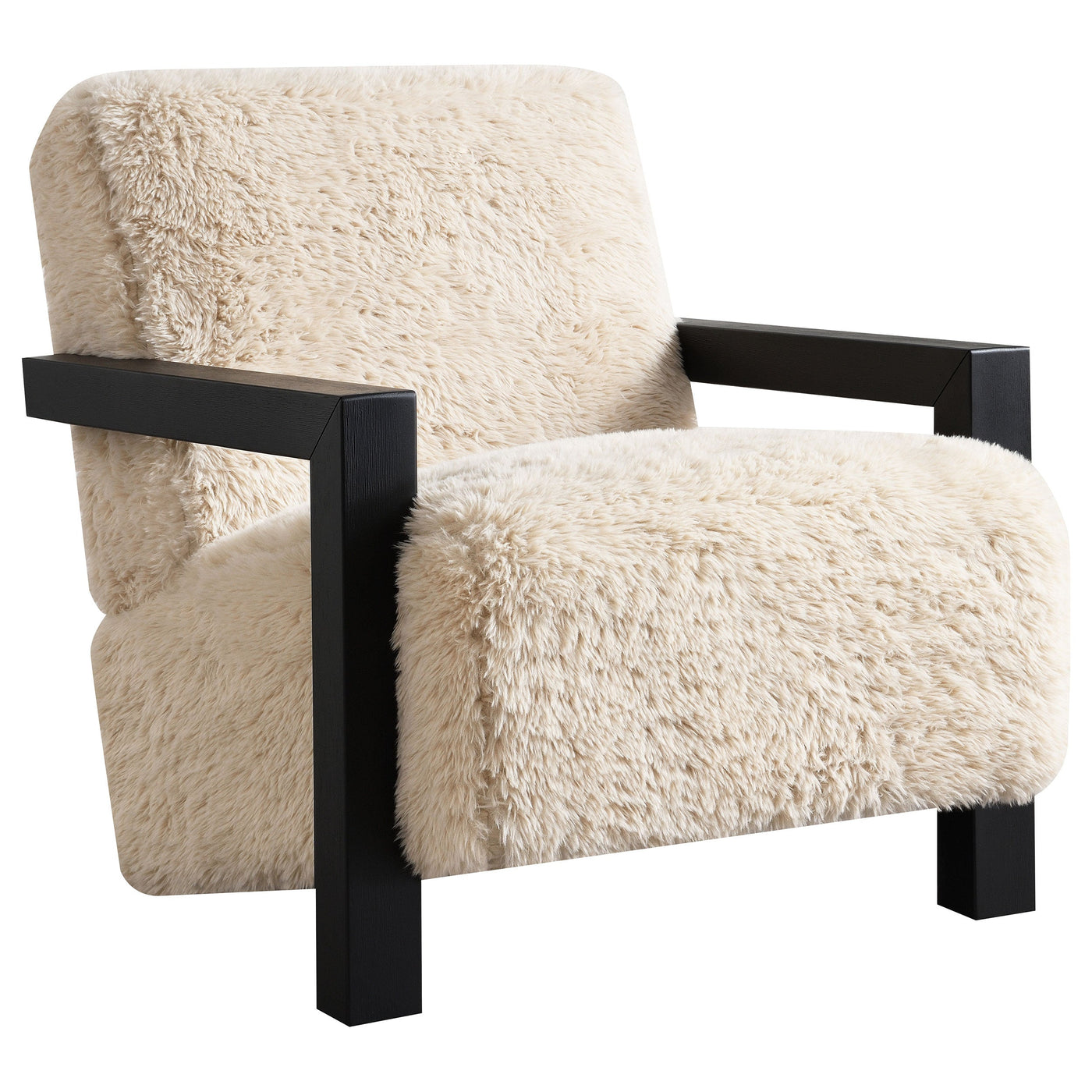 Silla Fitzroy tapizada en piel sintética con brazos de madera maciza color café con leche