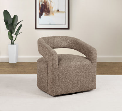Westhill Boucle Upholstered Swivel Accent Chair Rocky Road