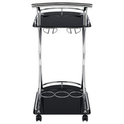 Elfman 2-tier Glass Shelf Metal Bar Cart Black and Chrome
