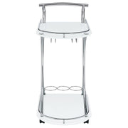 Elfman 2-tier Glass Shelf Metal Bar Cart Black and Chrome