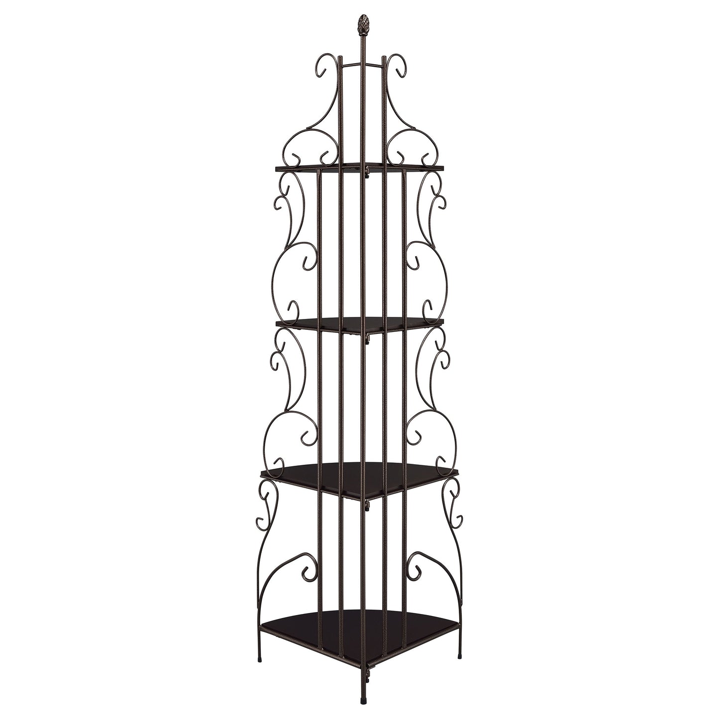 Poppy 74-inch 4-shelf Corner Bookshelf Copper and Cappuccino