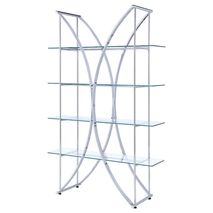 Larson 73-inch 4-shelf Glass Bookshelf Chrome