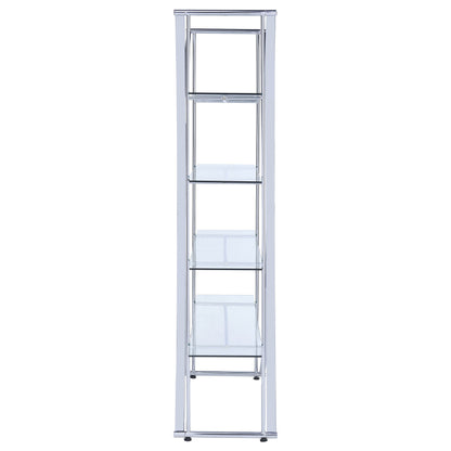 Larson 73-inch 4-shelf Glass Bookshelf Chrome