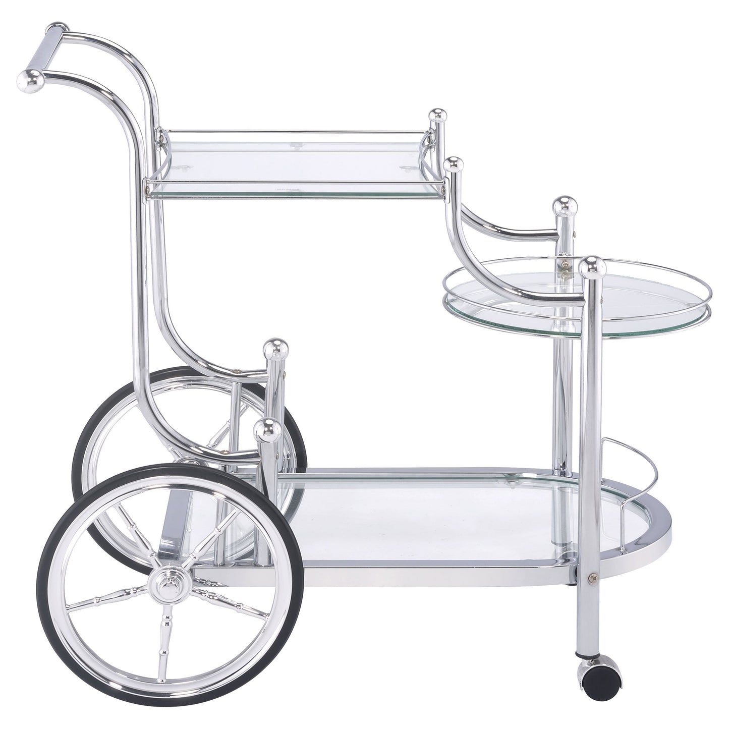 Sarandon 3-tier Glass Shelf Metal Bar Cart Chrome