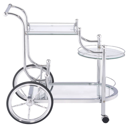 Sarandon 3-tier Glass Shelf Metal Bar Cart Chrome