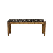 Banco de acento tapizado en tela Lamont en negro y natural