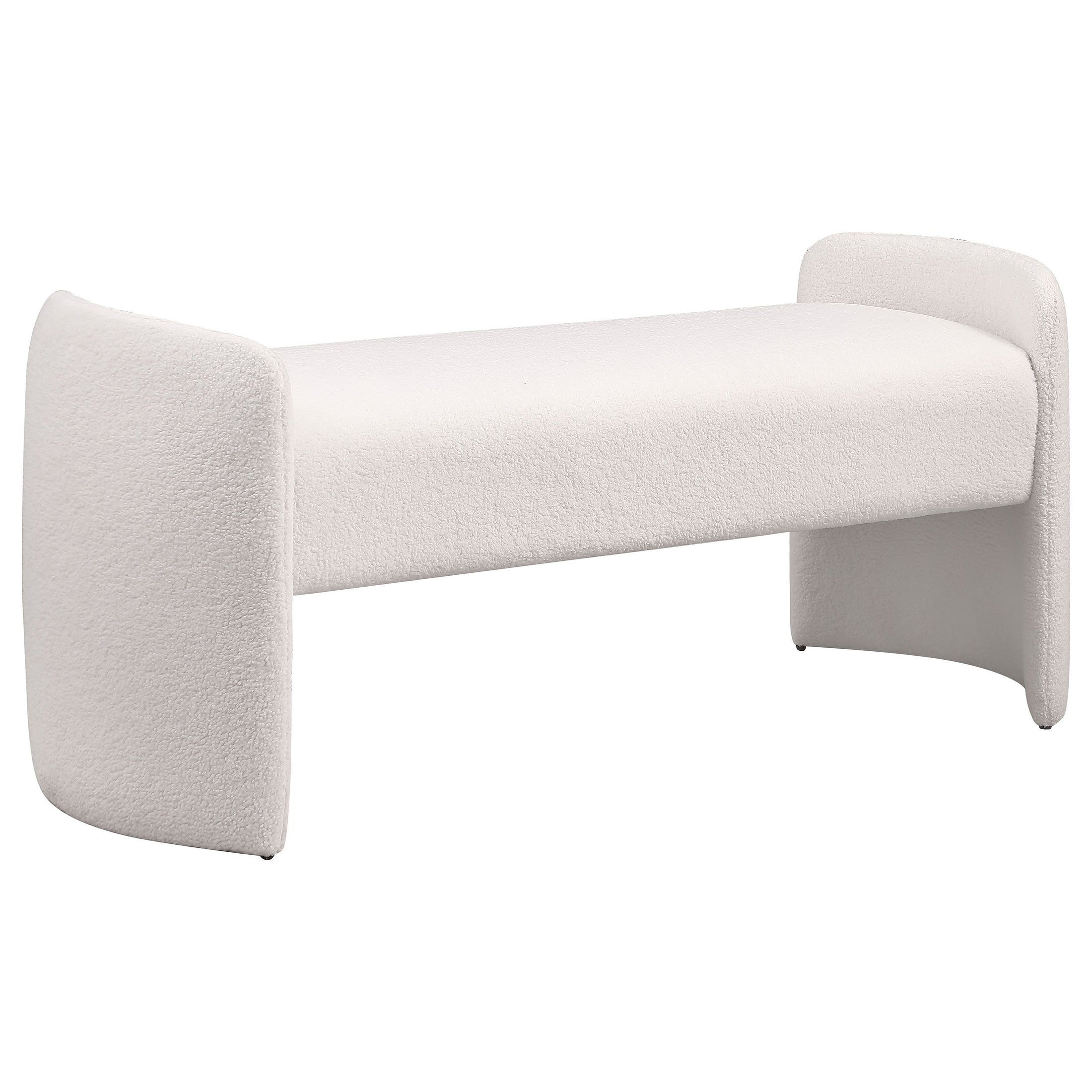 Banco decorativo tapizado en terciopelo Peoria color marfil