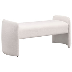 Banco decorativo tapizado en terciopelo Peoria color marfil