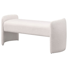 Banco decorativo tapizado en terciopelo Peoria color marfil