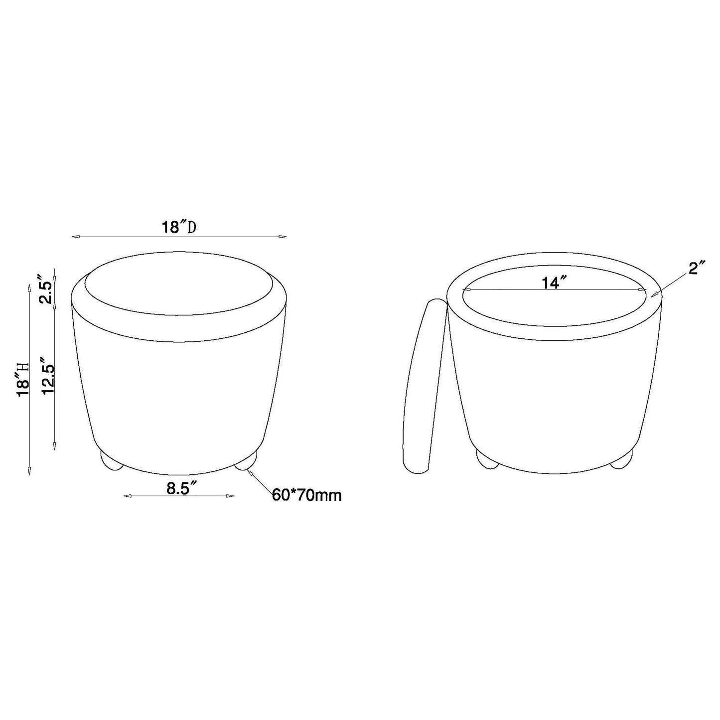 Valia Faux Sheepskin Upholstered Round Storage Ottoman