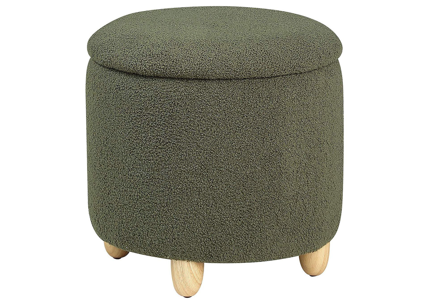 Valia Faux Sheepskin Upholstered Round Storage Ottoman