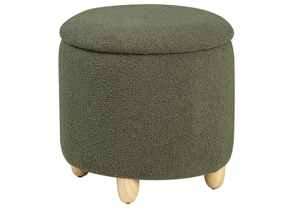 Valia Faux Sheepskin Upholstered Round Storage Ottoman