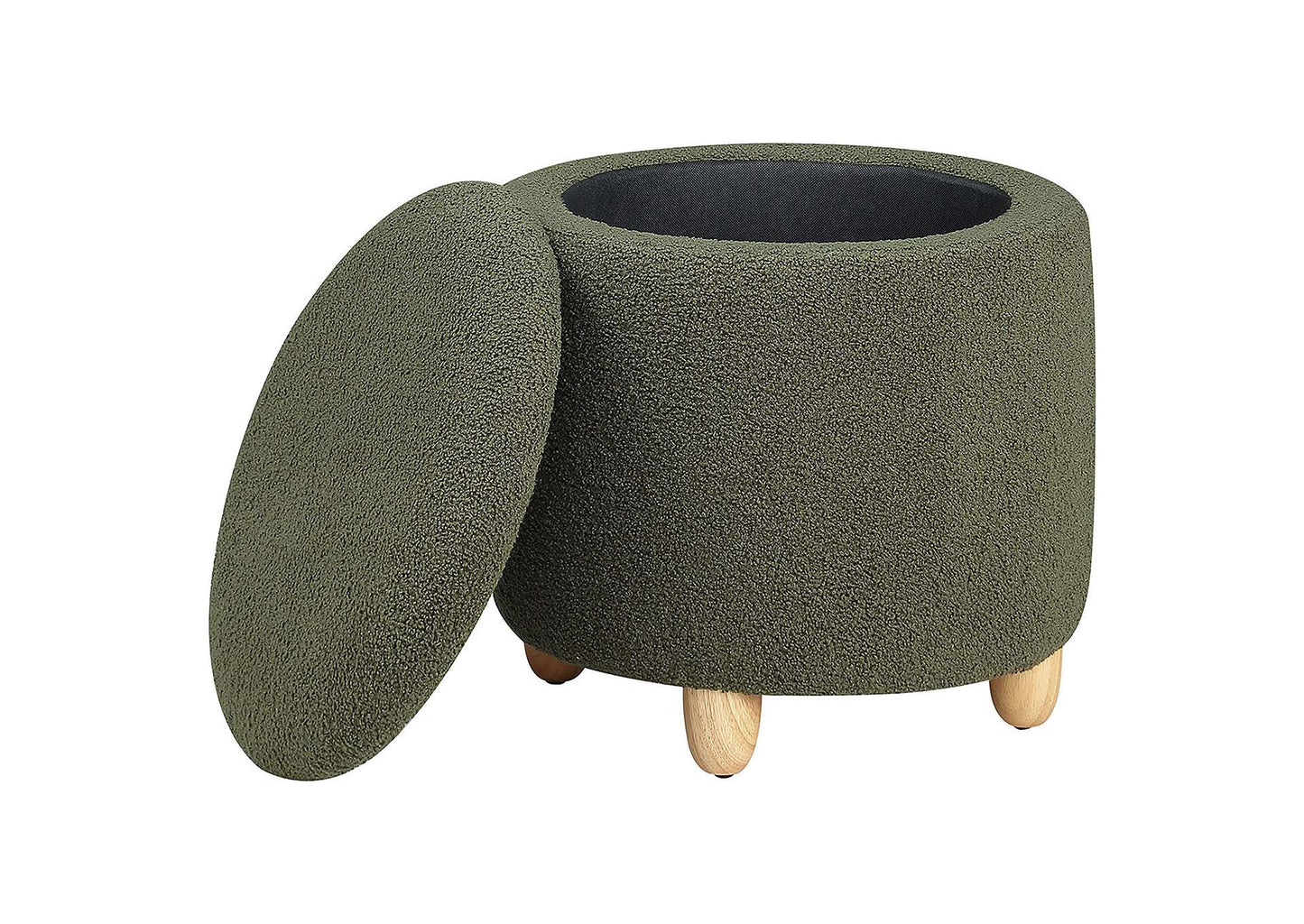 Valia Faux Sheepskin Upholstered Round Storage Ottoman