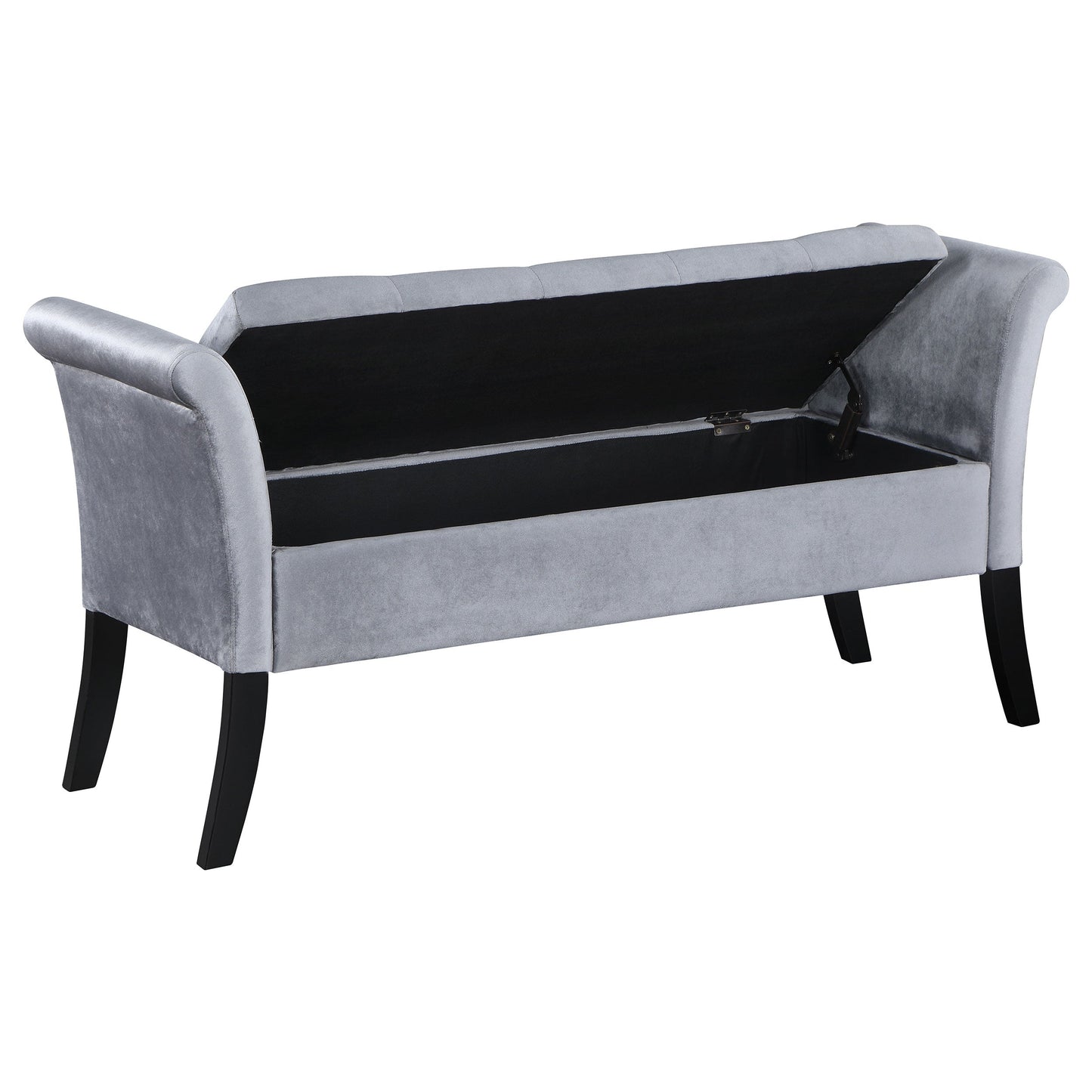 Farrah Velvet Upholstered Rolled Arm Storage Bench Beige