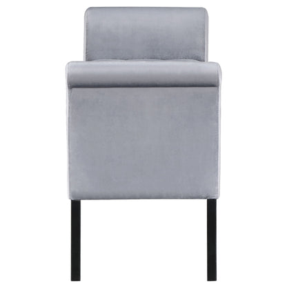 Farrah Velvet Upholstered Rolled Arm Storage Bench Beige