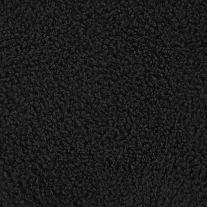 Otomana redonda tapizada en piel de oveja sintética Zena, color negro