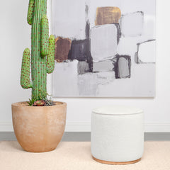Zena Round Ottoman in White Finish