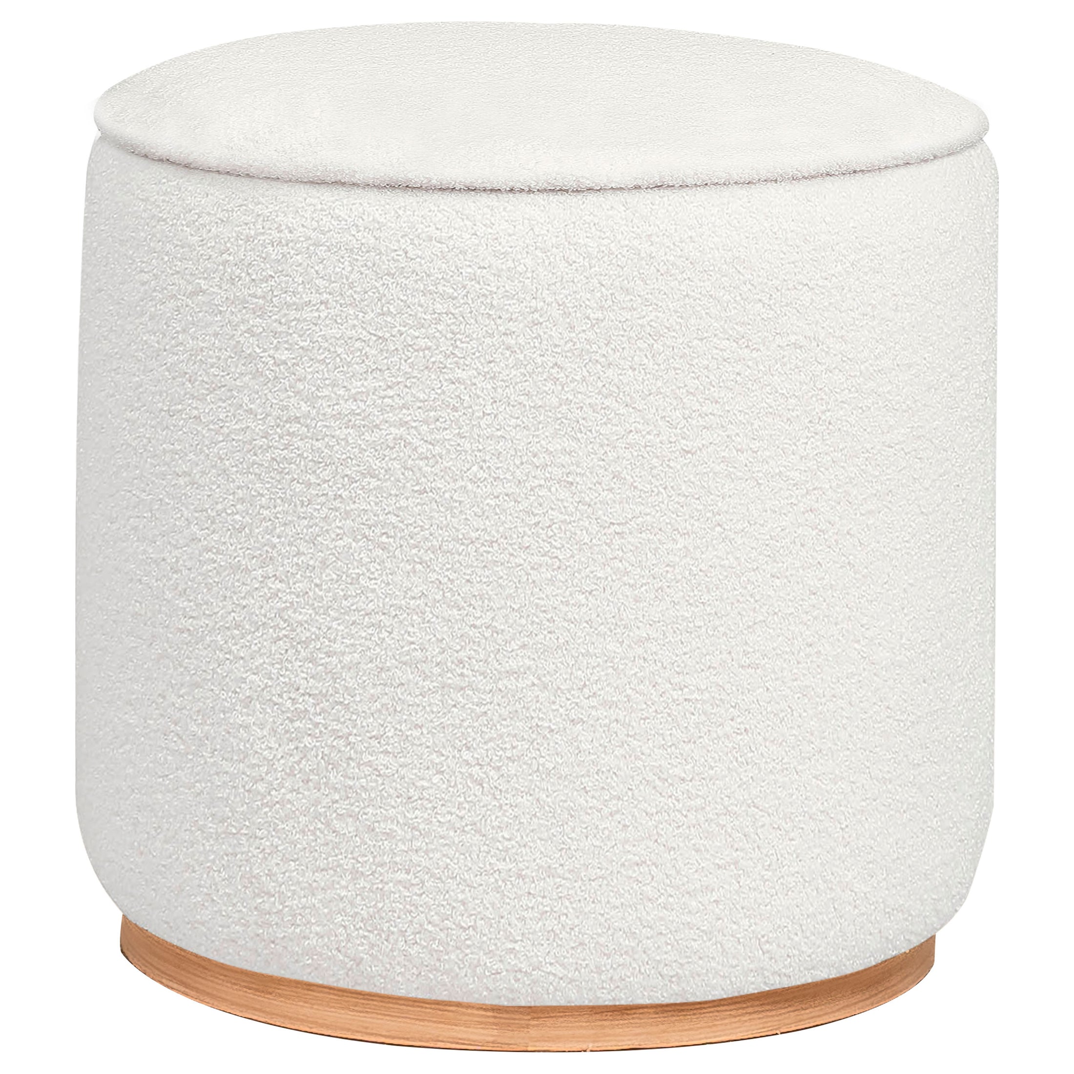 Zena Round Ottoman in White Finish