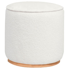 Zena Round Ottoman in White Finish