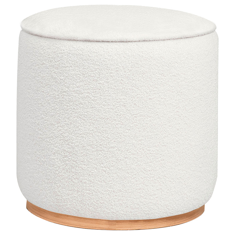 Zena Round Ottoman in White Finish