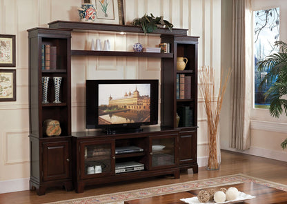 Halden Transitional Entertainment Center with Shelving
