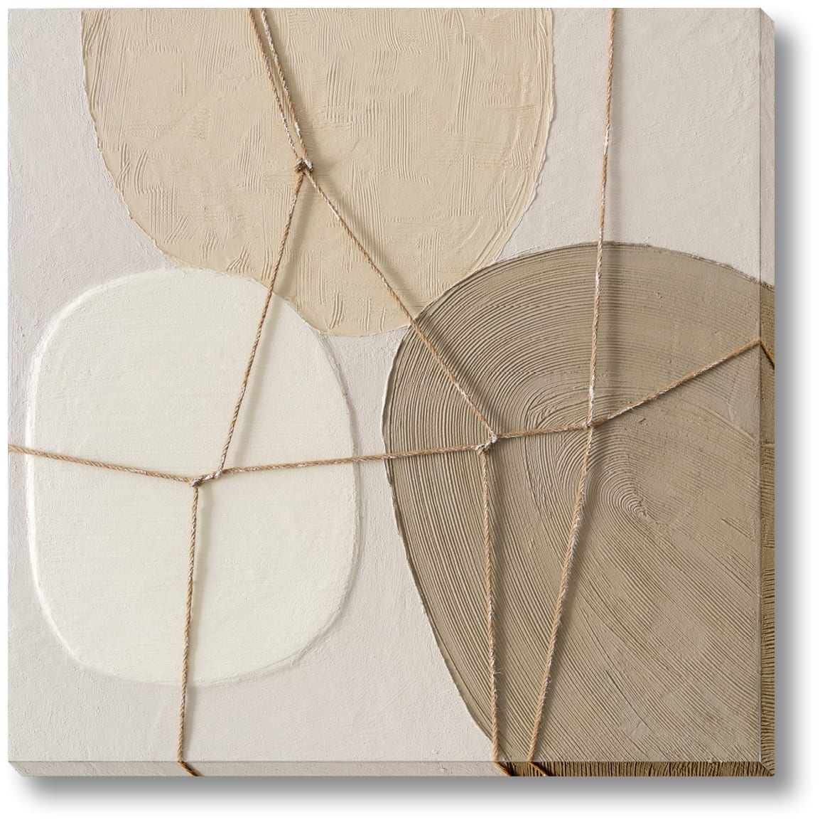 ''Tactile Taupe Geo Modern'' Hand-painted 3D Canvas