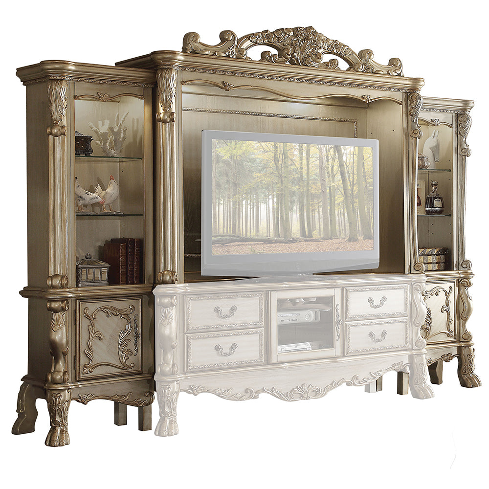 Dresden Entertainment Center - Gold Patina & Bone