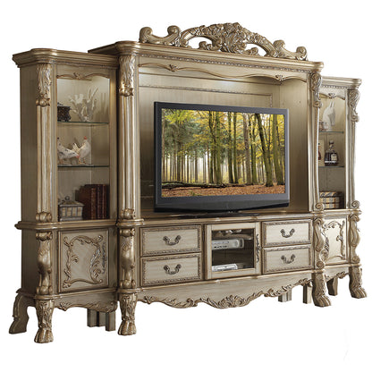 Dresden Entertainment Center - Gold Patina & Bone