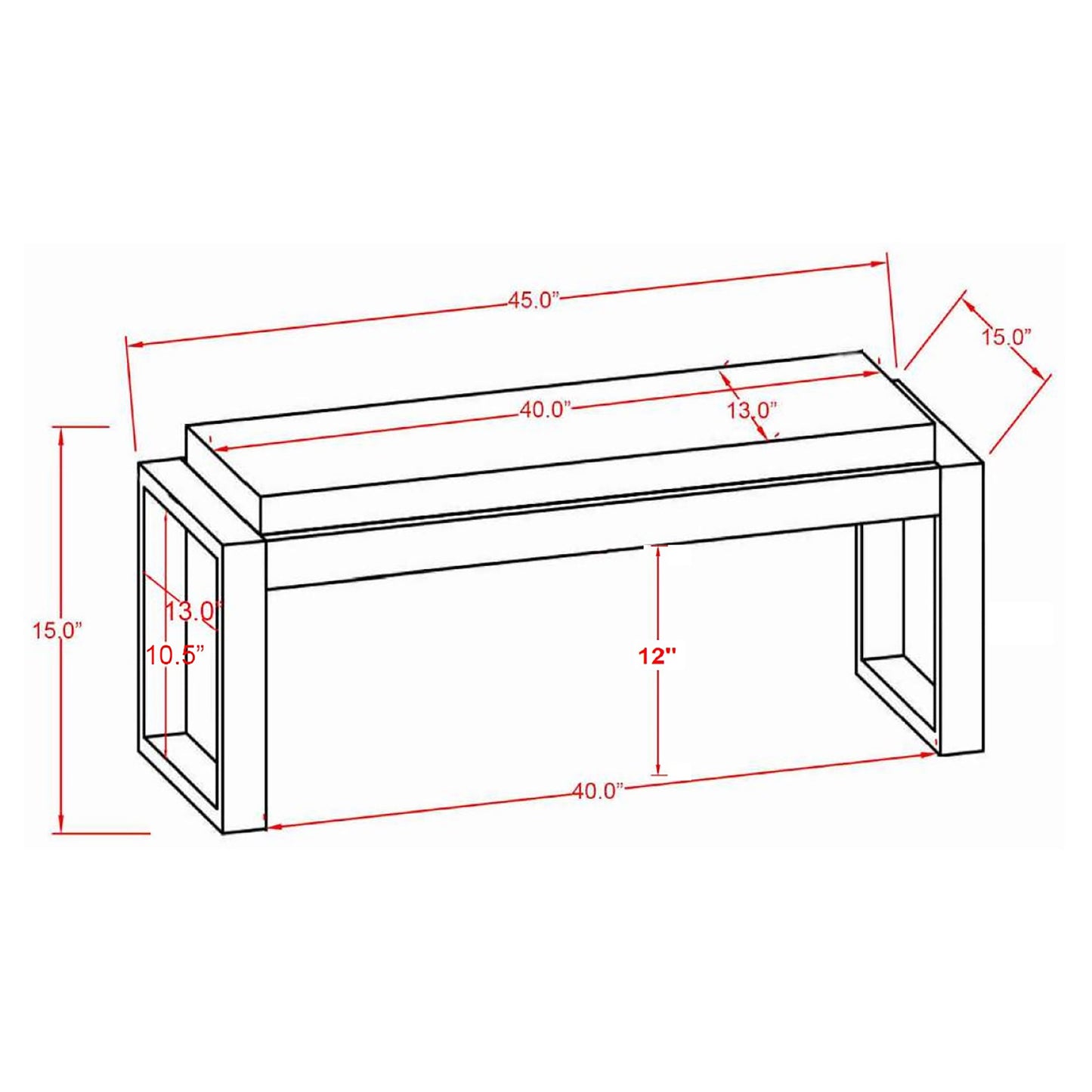 Banco decorativo Aiden tapizado en tela, blanco desgastado