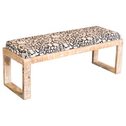 Banco decorativo Aiden tapizado en tela, blanco desgastado