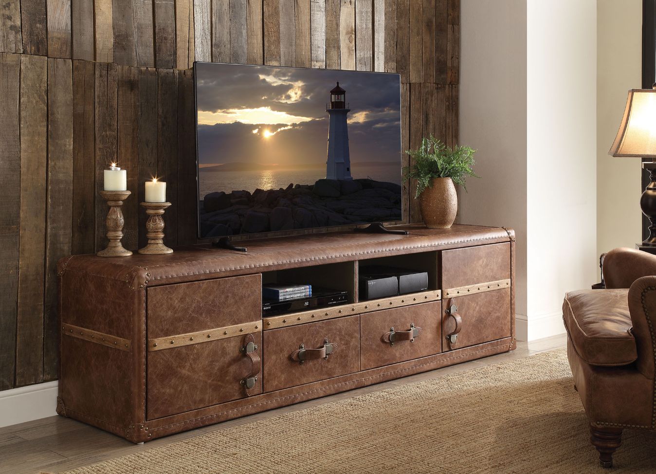 Mueble para TV Aberdeen de cuero de grano superior