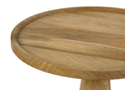 Mesa auxiliar redonda Ixia de madera maciza de mango con acento y tinte negro