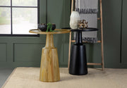 Mesa auxiliar redonda Ixia de madera maciza de mango con acento y tinte negro