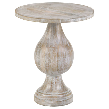 Dianella Round Pedestal Base Accent Side Table Black Stain