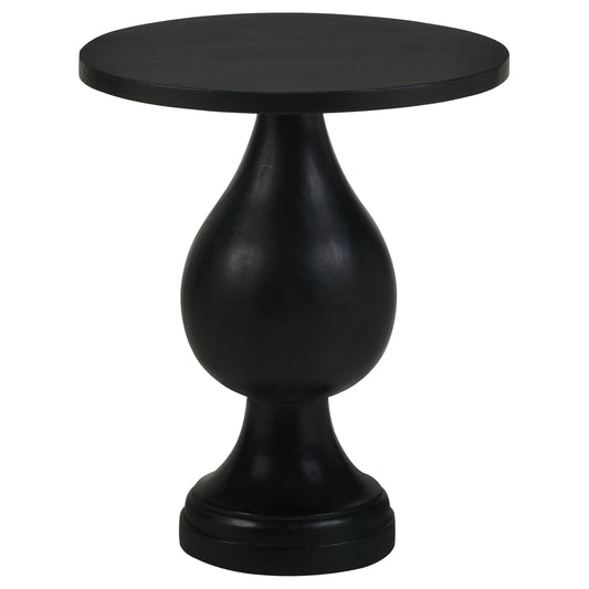 Mesa auxiliar Dianella con pedestal redondo y acabado en negro