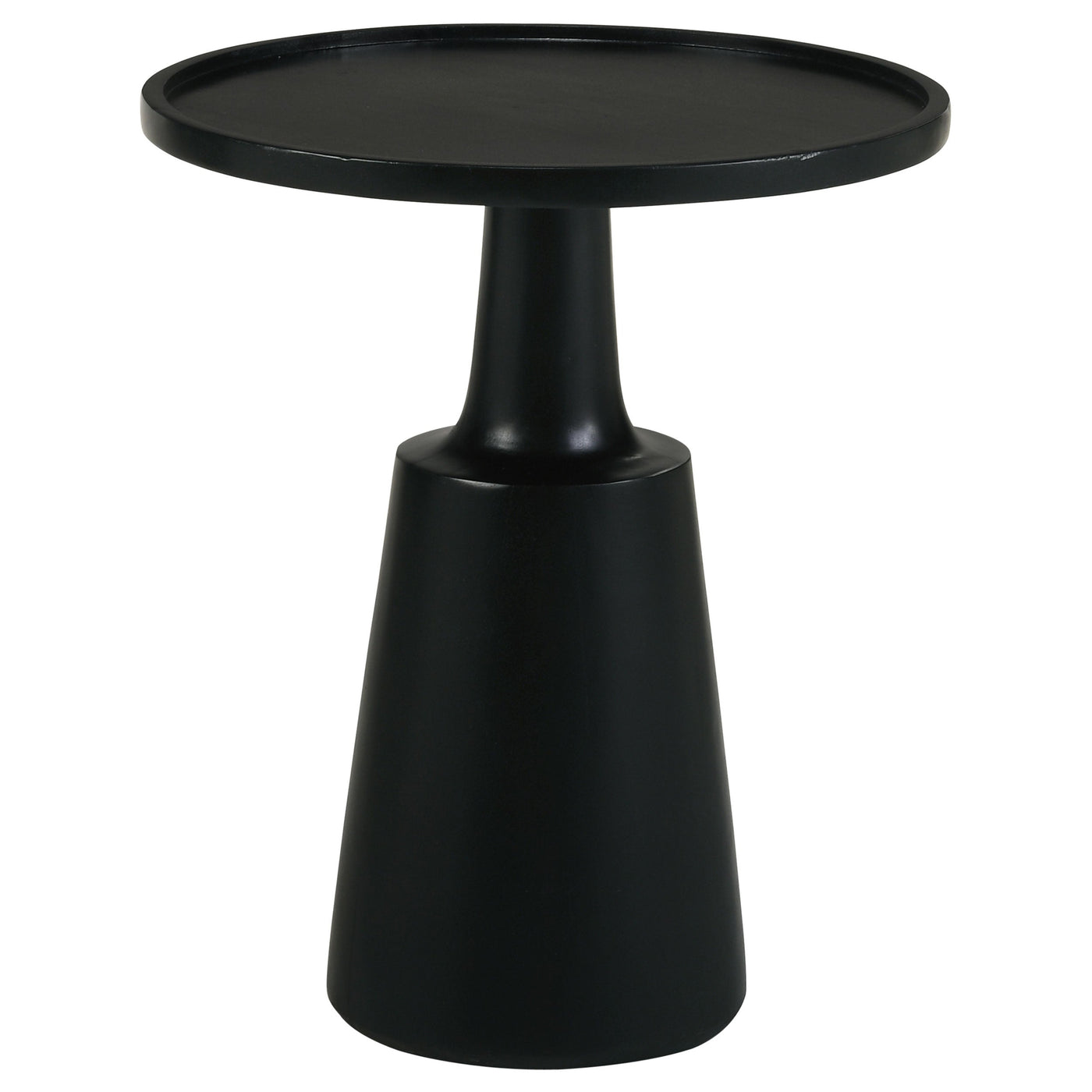 Mesa auxiliar redonda Ixia de madera maciza de mango con acento y tinte negro