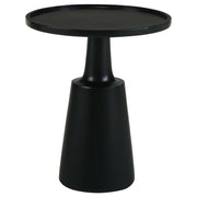 Mesa auxiliar redonda Ixia de madera maciza de mango con acento y tinte negro