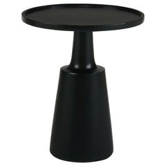 Mesa auxiliar redonda Ixia de madera maciza de mango con acento y tinte negro